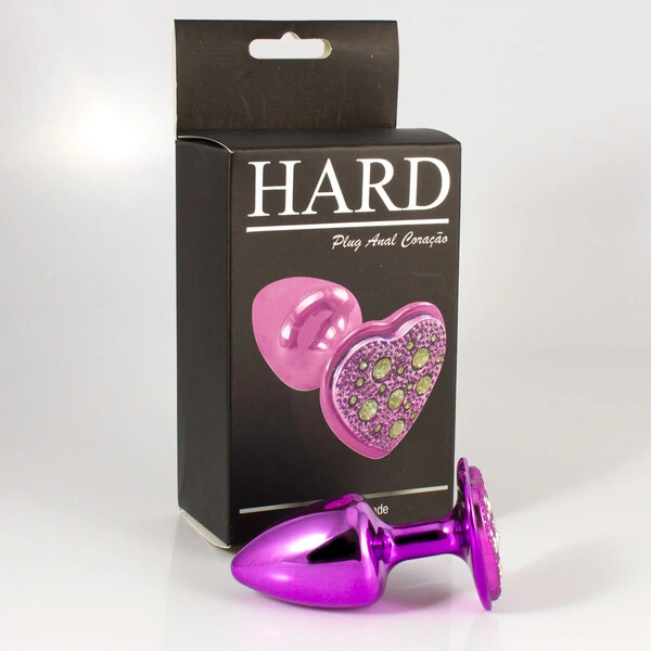 Plug Anal em Metal com Base de Coração Cravejada 7 cm x 3 cm