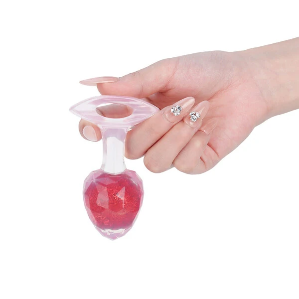 Plug Anal Macio em Silicone Platina com Alça - Textura Diamantada