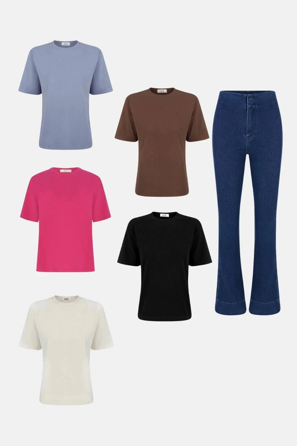 T-Shirt Colors Essential e Calça Jeans Elastano Sem Cós