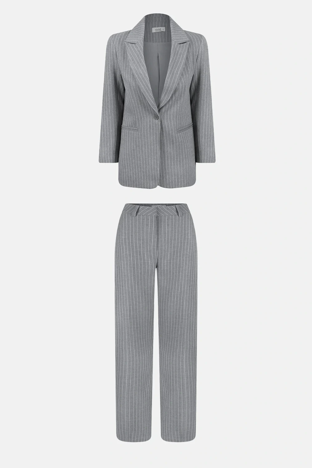 conjunto alfaiataria risca de giz cinza