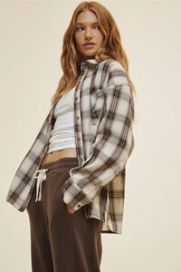 Camisa Xadrez Minimal Areia