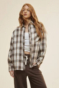 Camisa Xadrez Minimal Areia