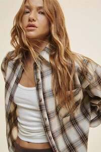Camisa Xadrez Minimal Areia