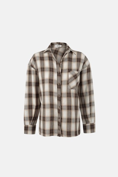 Foto Camisa Xadrez Minimal Areia
