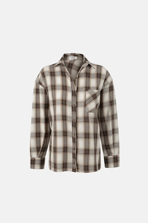 Camisa Xadrez Minimal Areia