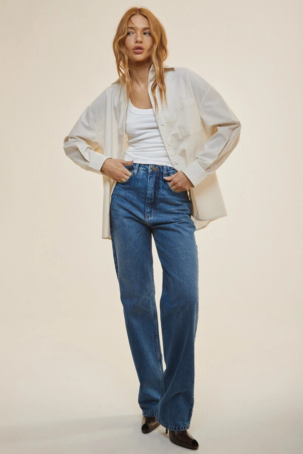 Calça Jeans New Reta Cintura Alta