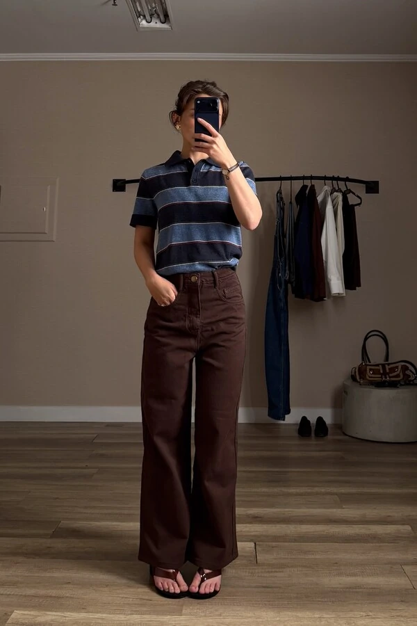 Calça Sarja Wide Leg