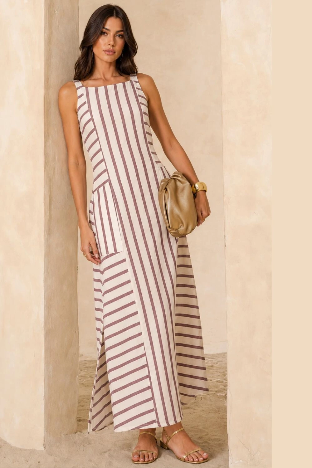 Foto Vestido Listras em Viscolinho