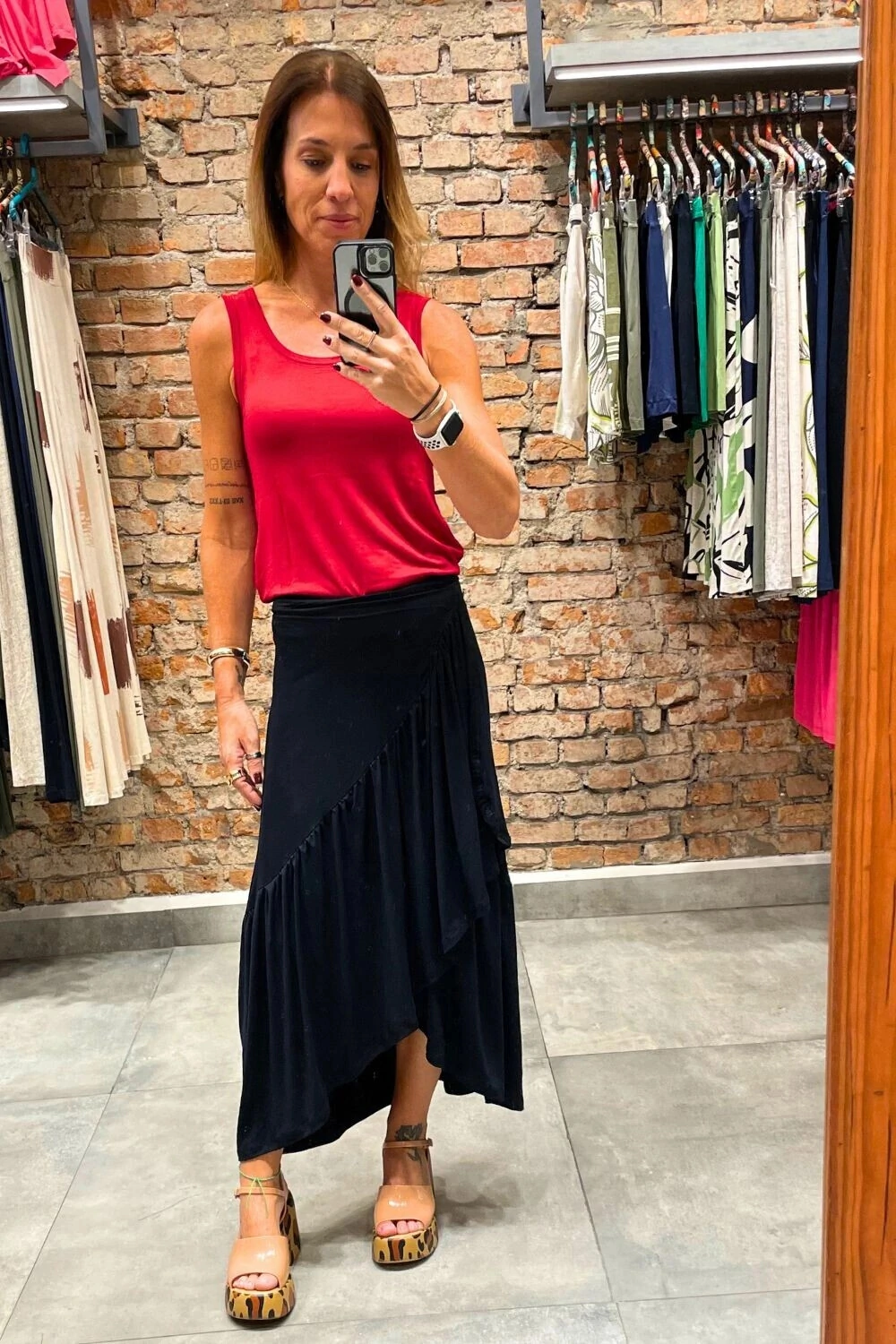 Saia Transpassada Pareô com Babado