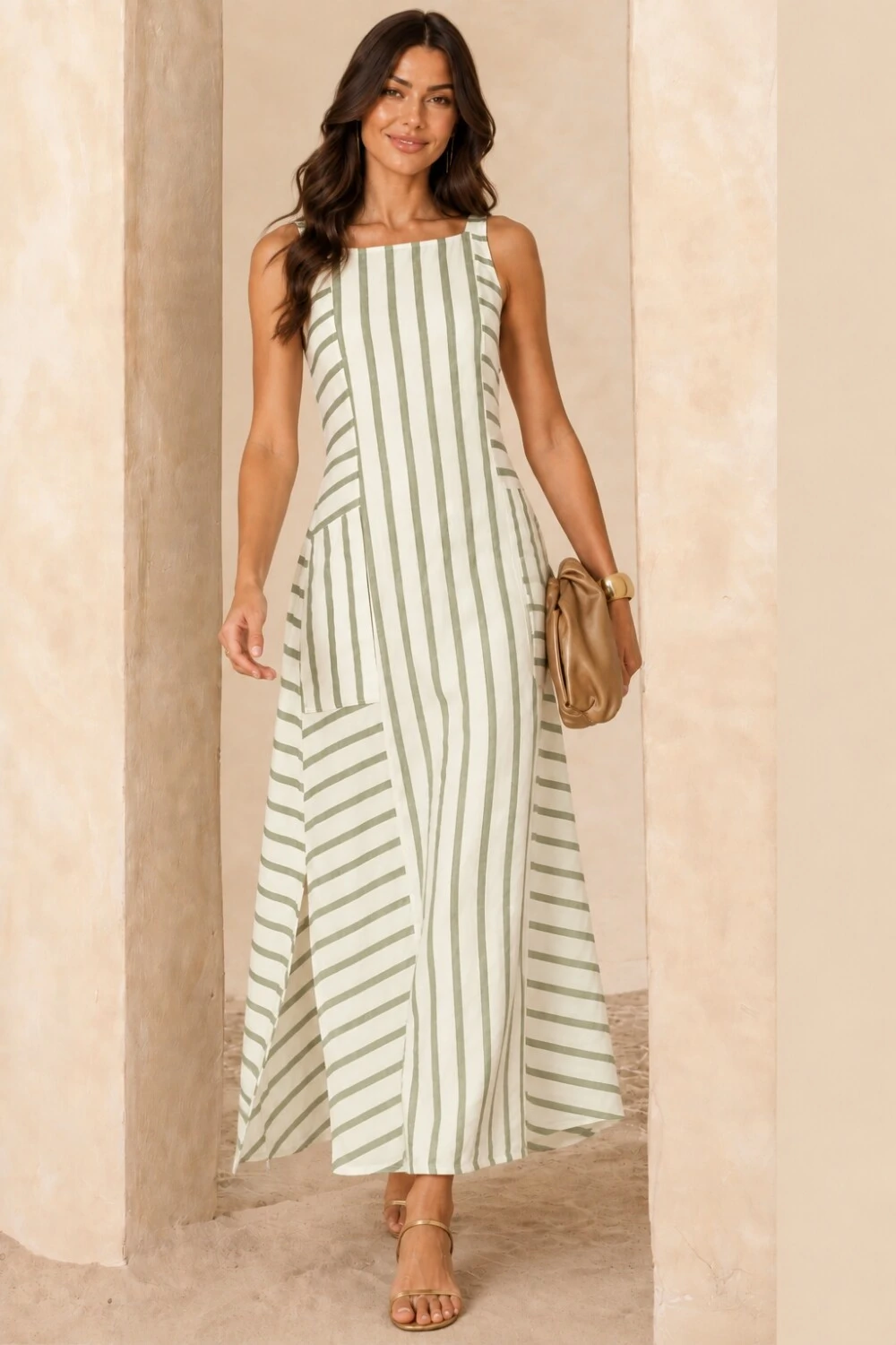 Foto Vestido Listras em Viscolinho