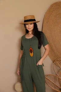 Macacão em malha crepiada com amarração Encanto