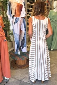 Vestido Listras em Viscolinho
