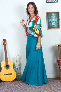 Saia Longa Com Recortes Lisa