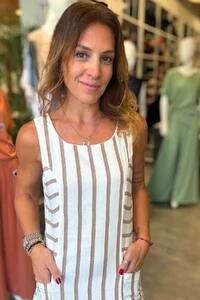 Vestido Listras em Viscolinho