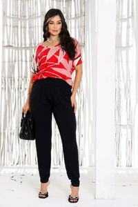 Blusa Decote V Frente e Costas Estampada