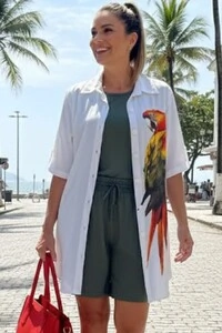 Camisa Em Viscolinho Arara