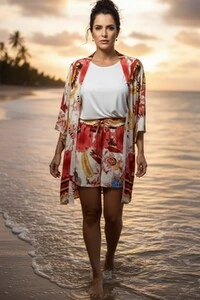 Conjunto Bermuda + Kimono em viscose