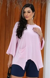 Blusa Assimétrica com bicos em malha Mila