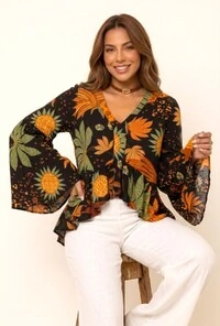 Bata Betina Manga Longa Viscolinho