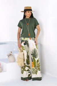 Calça Pantalona Mel Estampada