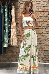 Conjunto Saia e Top em viscose