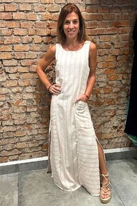 Vestido Listras em Viscolinho
