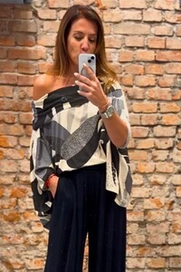 Blusa Ombro a Ombro Areta Estampada