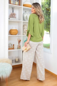Calça Pantalona Sara em Crepe Soft