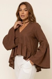 Bata Betina Manga Longa Viscolinho