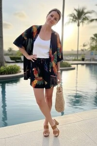 Conjunto Bermuda + Kimono em viscose