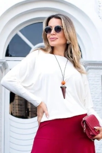 Blusa Morcego Manga Longa Lisa