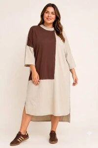 Vestido Bicolor Toronto em Moletinho