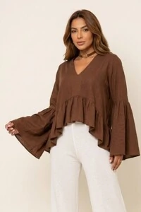 Bata Betina Manga Longa Viscolinho