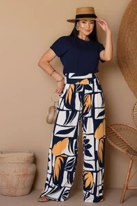 Calça Pantalona Sublime em Malha Crepiada