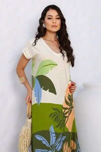 Vestido em Malha Estampado Alba