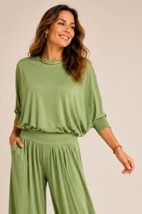 Blusa Morcego Manga Longa em Fluity