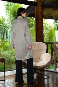 Cardigan em Malha Canelada