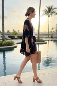 Conjunto Bermuda + Kimono em viscose