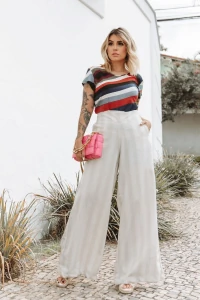 Calça Pantalona Sara em Crepe Soft