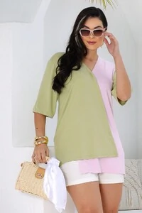Blusa Bicolor em malha Serena