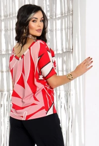 Blusa Decote V Frente e Costas Estampada