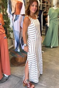 Vestido Listras em Viscolinho