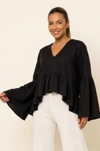 Bata Betina Manga Longa Viscolinho