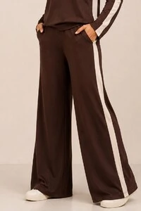 Calça Pantalona em Moletinho com Faixa Lateral Frida