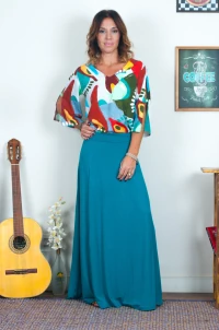 Saia Longa Com Recortes Lisa