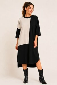 Vestido Bicolor Toronto em Moletinho