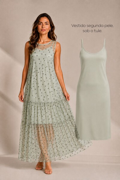 Foto Vestido Tule Regata