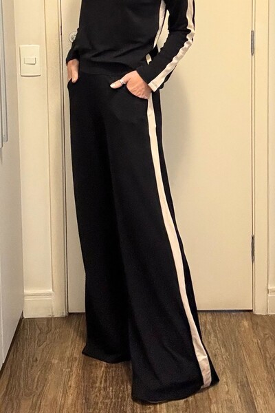 Foto Calça Pantalona em Moletinho com Faixa Lateral Frida