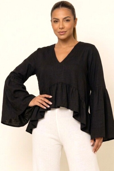 Foto Bata Betina Manga Longa Viscolinho