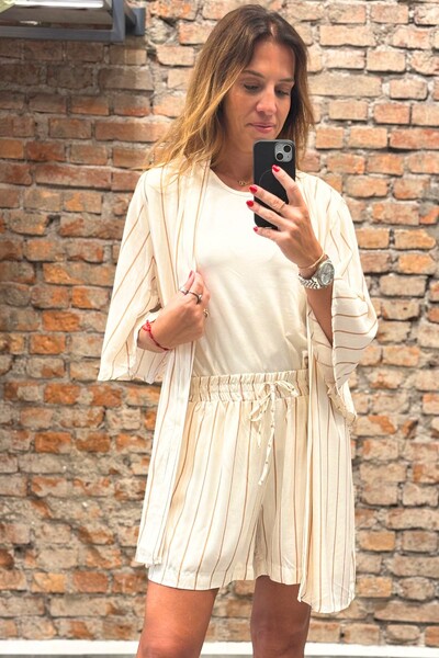 Foto Conjunto Bermuda + Kimono em viscose